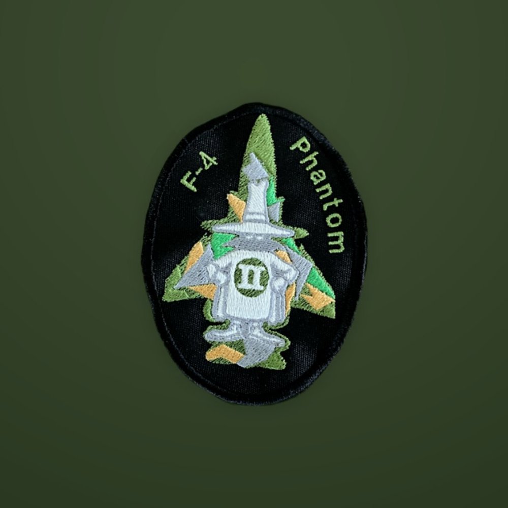 F-4 Glow-in-the-dark Phantom embroidered patch white glows green in the …